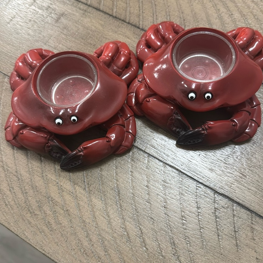 Yankee Candle Crab Tea Light Holders Beach House Nautical Set of 2